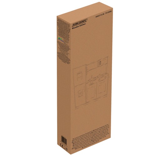 Lekekjøkken i tre med lyd, lys og tilbehør – stort barnekjøkken 80 × 24 × 80,5 cm, brun/grå