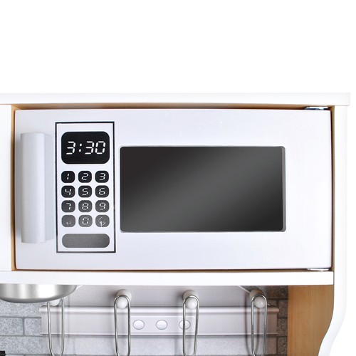 Stort trelekekjøkken med tilbehør, lys & lyd – 80 × 24 × 80,5 cm (eik/grå)