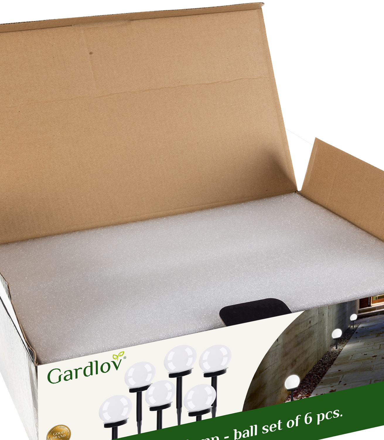 Sett med 6 solcelledrevne hageballer – 9 cm