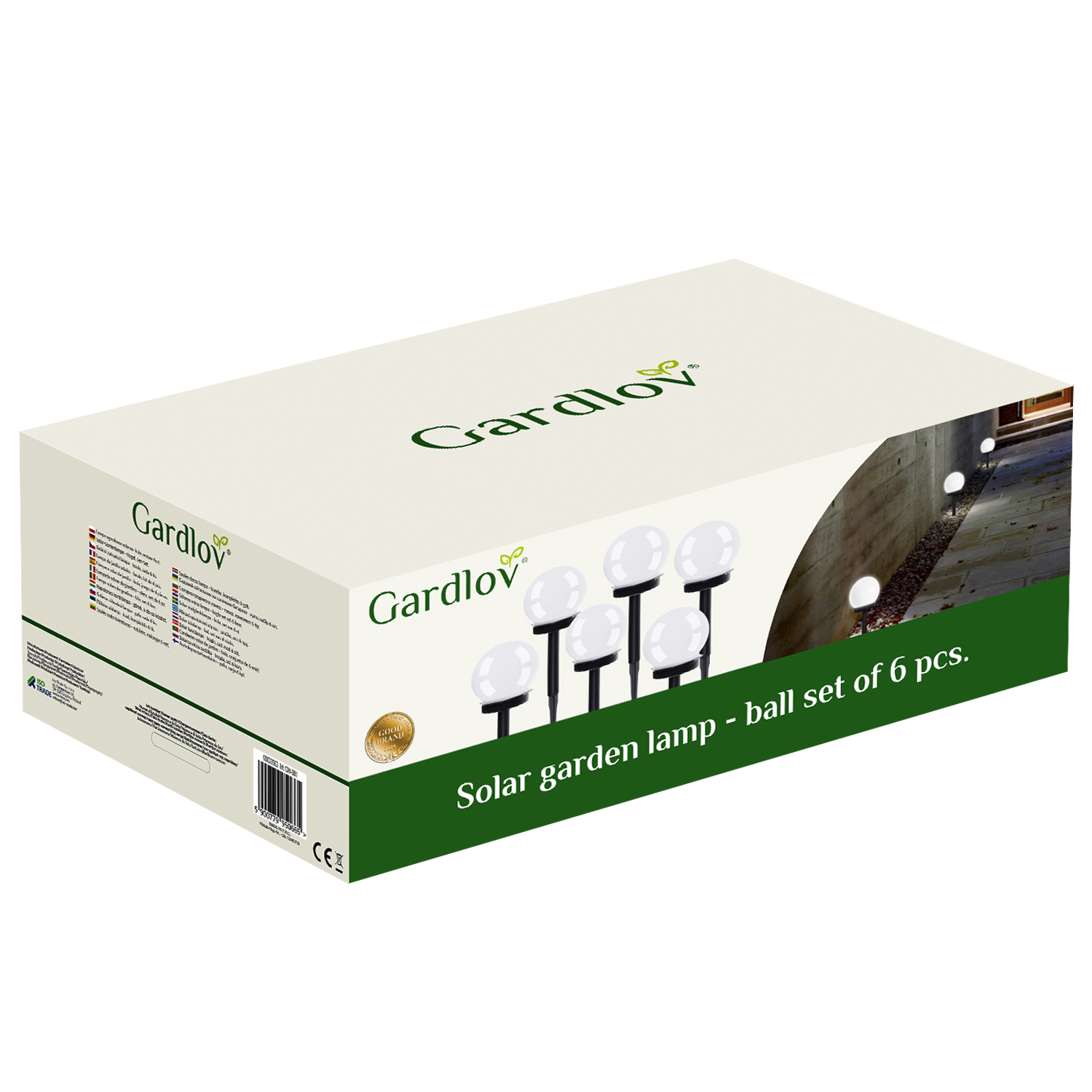 Sett med 6 solcelledrevne hageballer – 9 cm