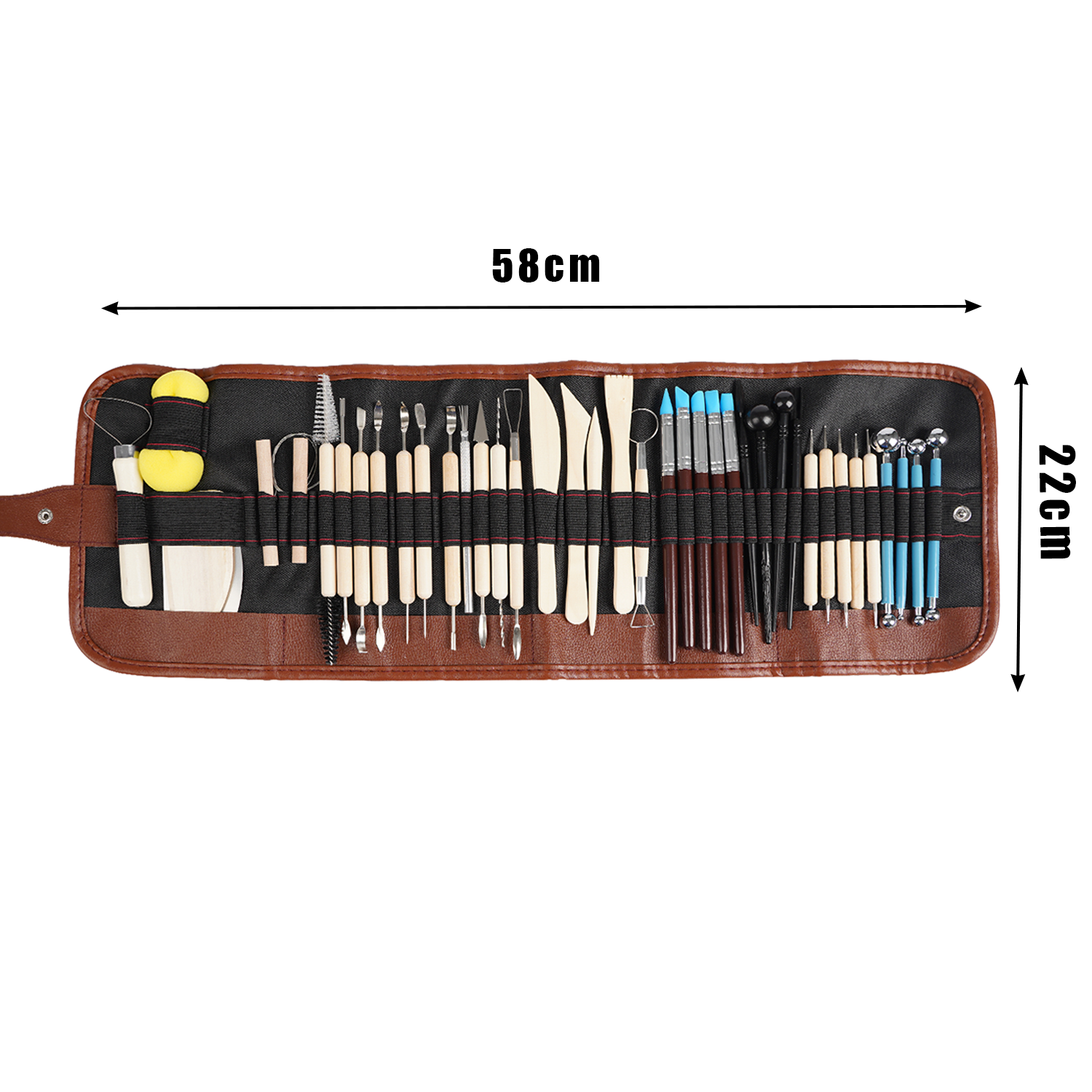 Stort 40-delt skulptursett med etui – Verktøy for leire, modellering og detaljarbeid