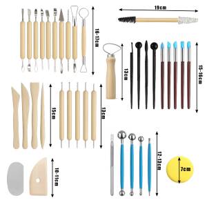 Stort 40-delt skulptursett med etui – Verktøy for leire, modellering og detaljarbeid