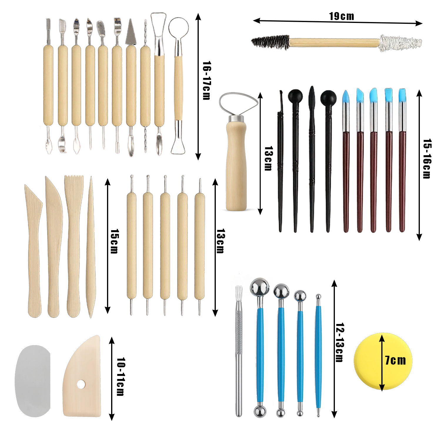 Stort 40-delt skulptursett med etui – Verktøy for leire, modellering og detaljarbeid