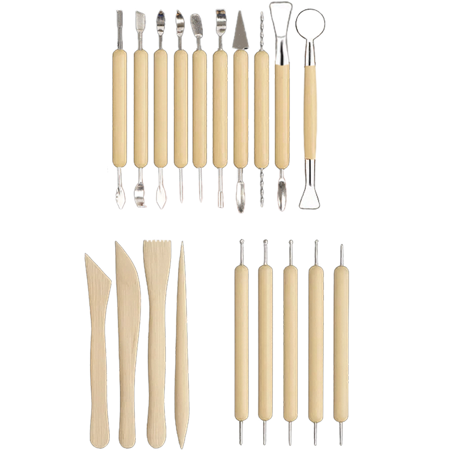 Stort 40-delt skulptursett med etui – Verktøy for leire, modellering og detaljarbeid