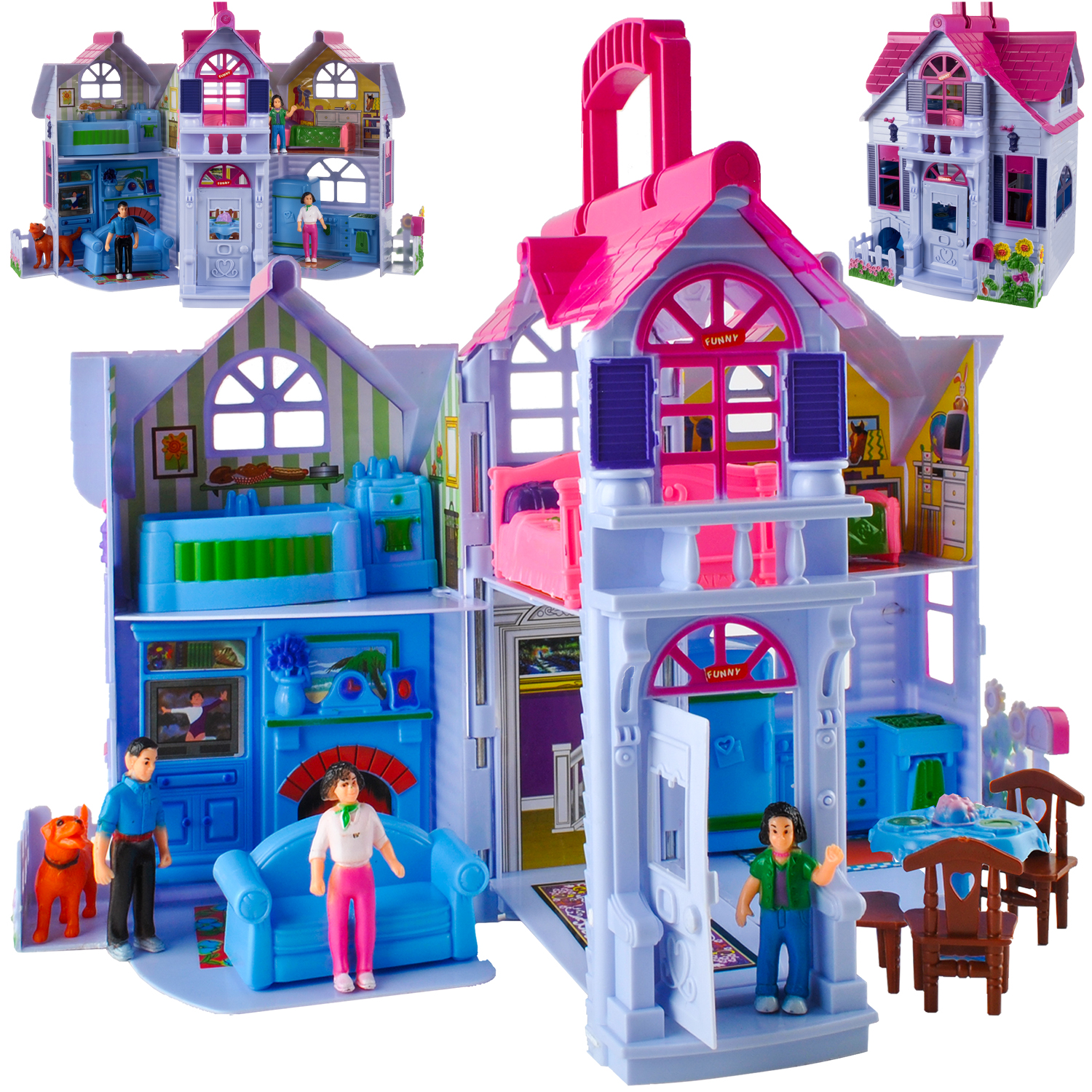 Sammenleggbart Dukkehus med Tilbehør