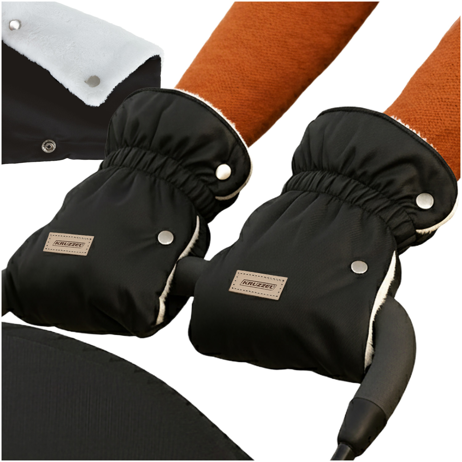 Vinterfôrede håndmuffer for barnevogn og akebrett