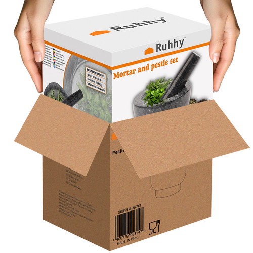 Svart marmormorter – Ø12,5 × 9 cm, robust naturstein med støter