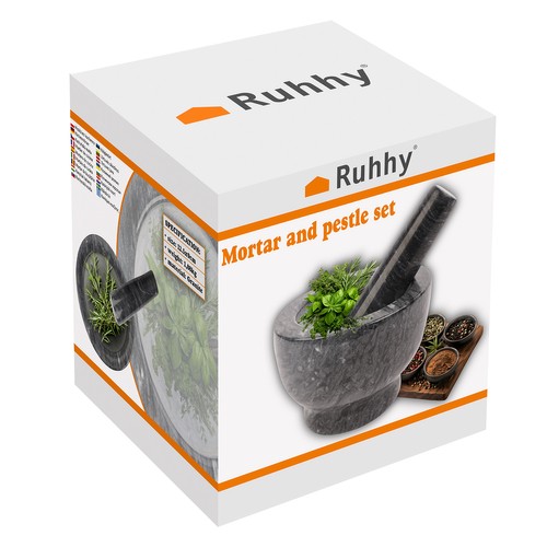 Svart marmormorter – Ø12,5 × 9 cm, robust naturstein med støter