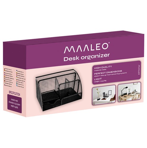 Skrivebordsholder i nettingmateriale – svart penneholder