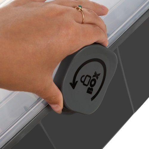 Oppbevaringsorganisator for medisiner – koffert med uttrekkbare hyller, grå/gjennomsiktig