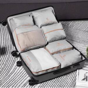 7-delt reiseorganisatorsett – praktiske organizers for koffert og håndbagasje