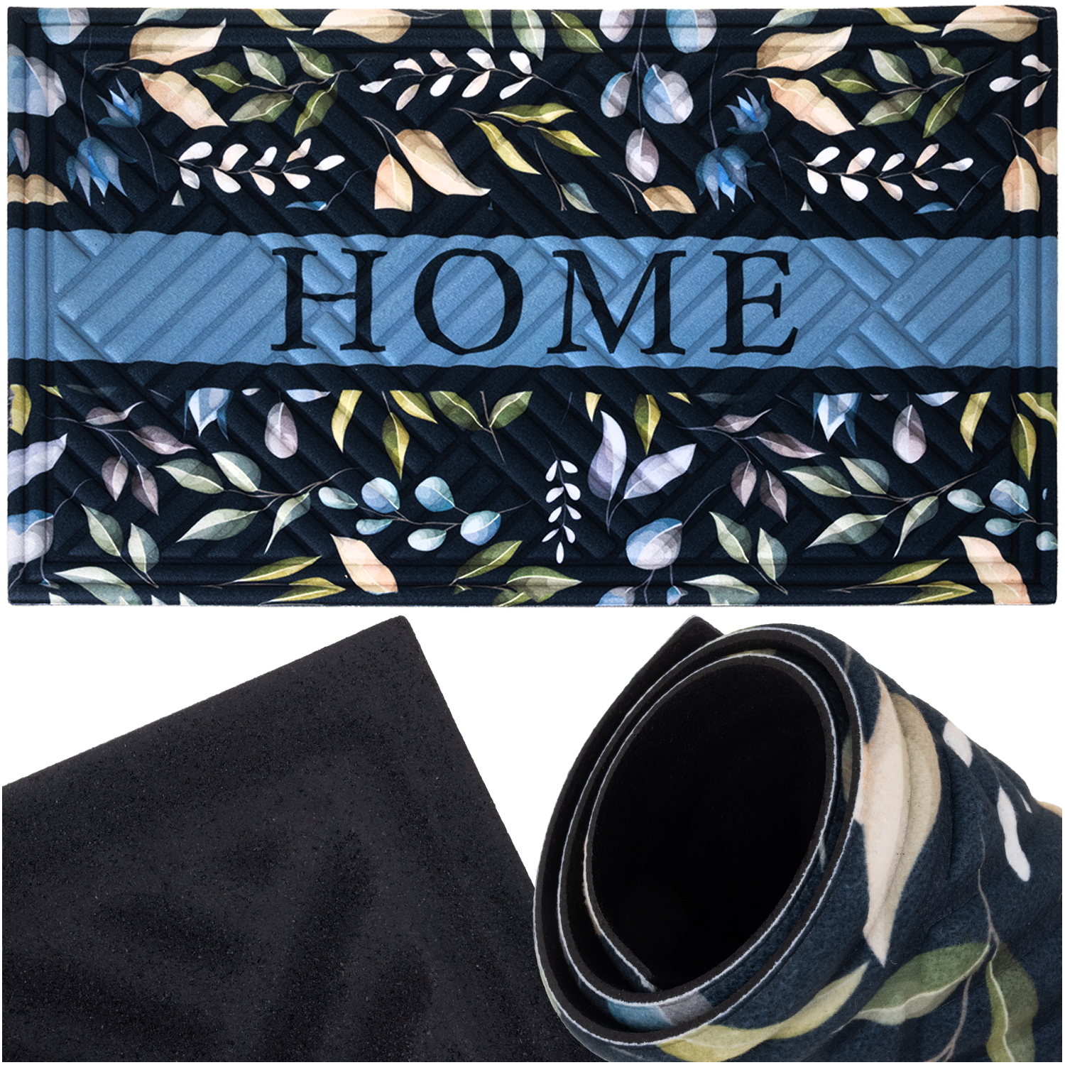 Robust dørmatte i gummi og polyester 75x45 cm