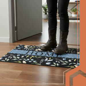Robust dørmatte i gummi og polyester 75x45 cm