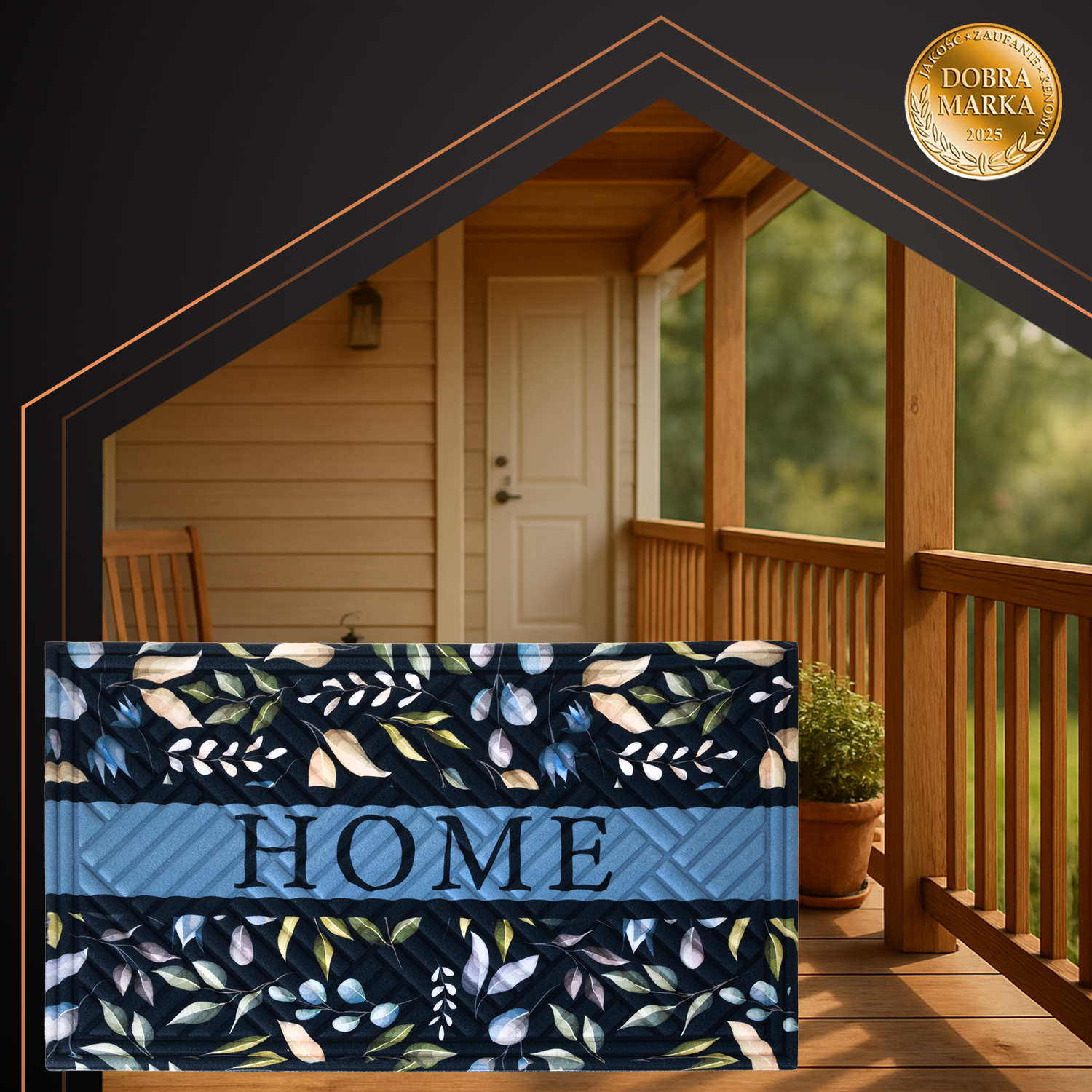 Robust dørmatte i gummi og polyester 75x45 cm