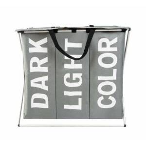 Skittentøyskurv med tre rom – ekstra stor 130 L, grå