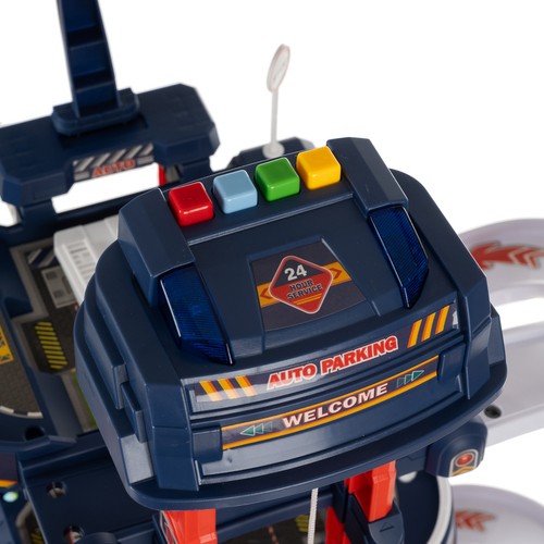 Lekegarasje med 4 nivåer – heis, lys & lyd inkl. biler og helikopter