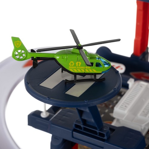 Lekegarasje med 4 nivåer – heis, lys & lyd inkl. biler og helikopter