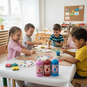 Kreativt Plakatmalesett – 12 Farger i Store Flasker