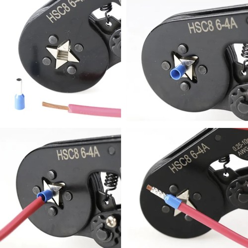 Crimptang med 1200 endehylser for kabeldimensjoner 0,25–10 mm²