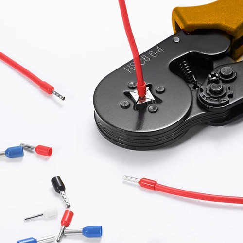 Crimptang med 1200 endehylser for kabeldimensjoner 0,25–10 mm²