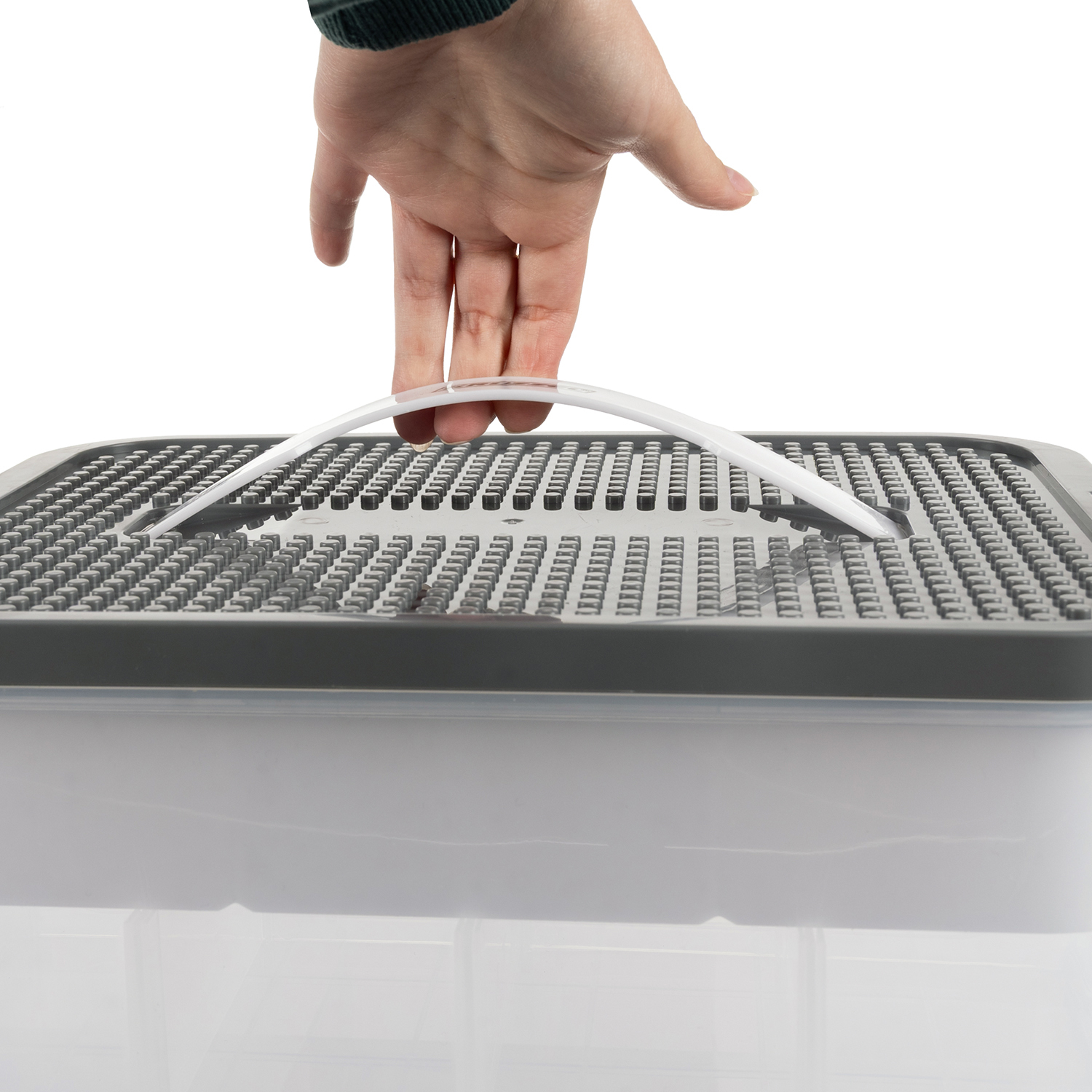 Stor 15 L organiseringsboks med rom – praktisk 2-etasjes beholder for klosser og tilbehør