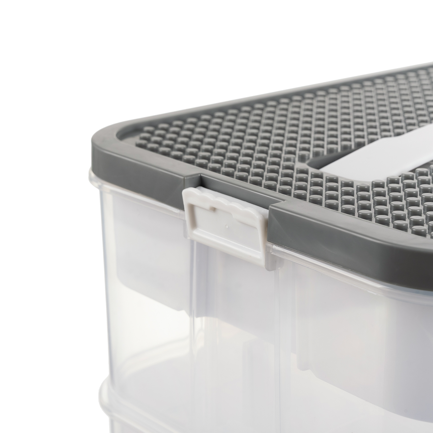 Stor 15 L organiseringsboks med rom – praktisk 2-etasjes beholder for klosser og tilbehør