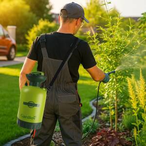 Håndholdt hagesprøyte 8 L – lang lanse, 140 cm rekkevidde, slange & skulderrem