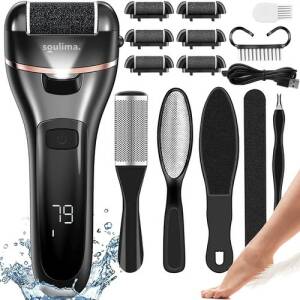 Elektrisk fotpleieenhet – oppladbar fotfil med tilbehør, svart