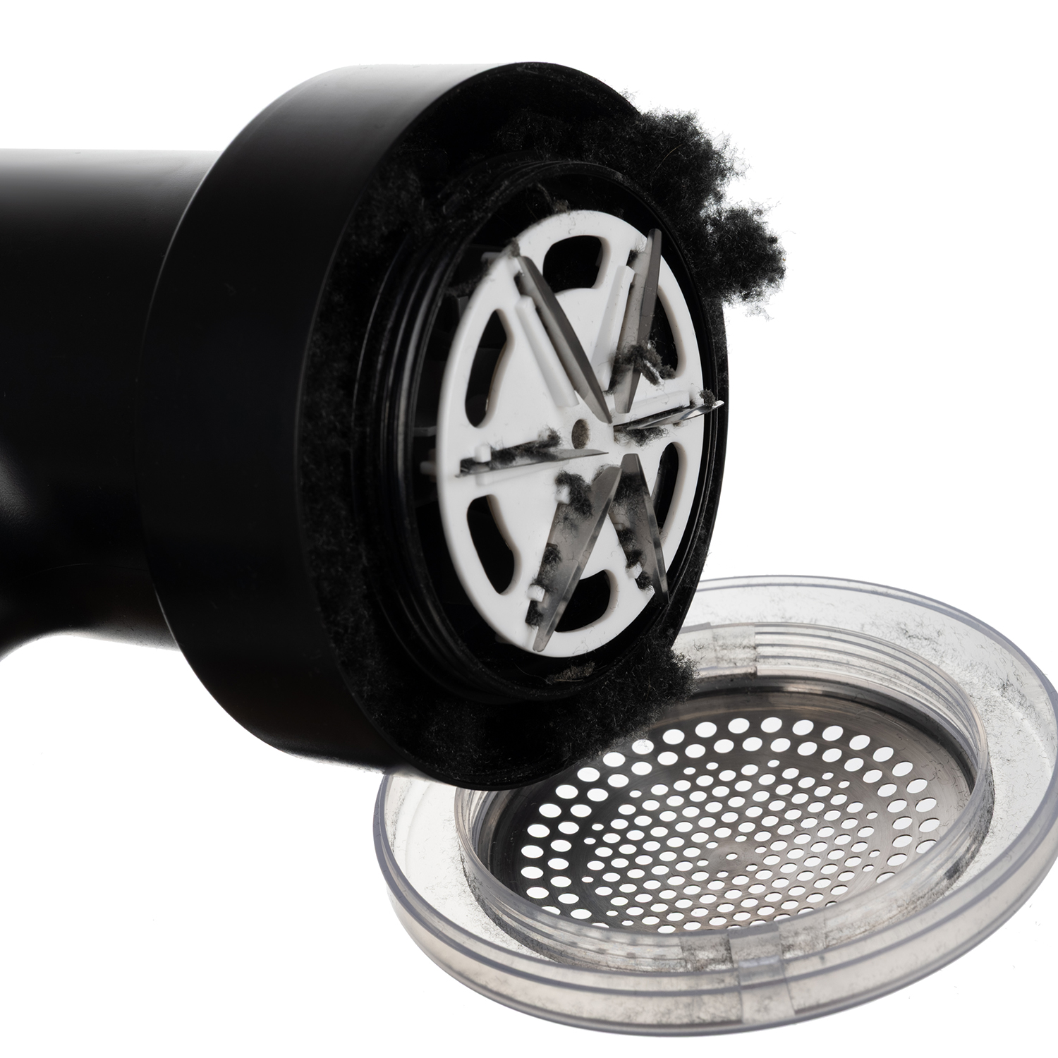 2-i-1 lofjerner og tekstilbørste – elektrisk, trådløs, kraftig og utstyrt med 4 rustfrie blader + tilbehør