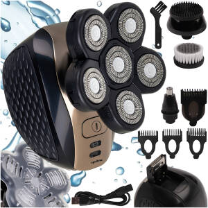 6-i-1 Barbermaskin og multitrimmer – svart, IPX6 vanntett, USB-lading og 90 min brukstid