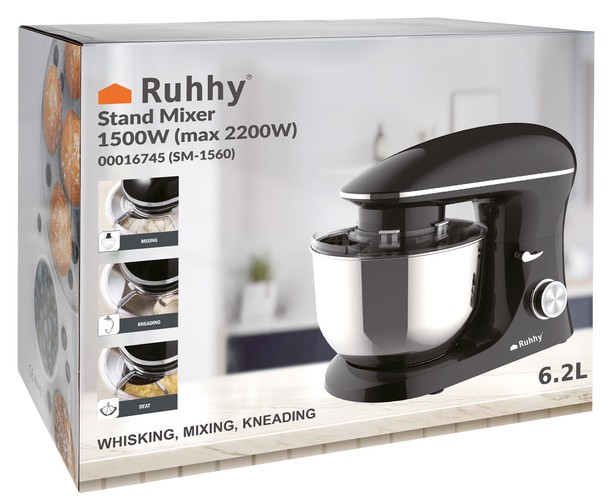 Kjøkkenmaskin 6,2 liter – 2200W kjøkkenmikser med tilbehør