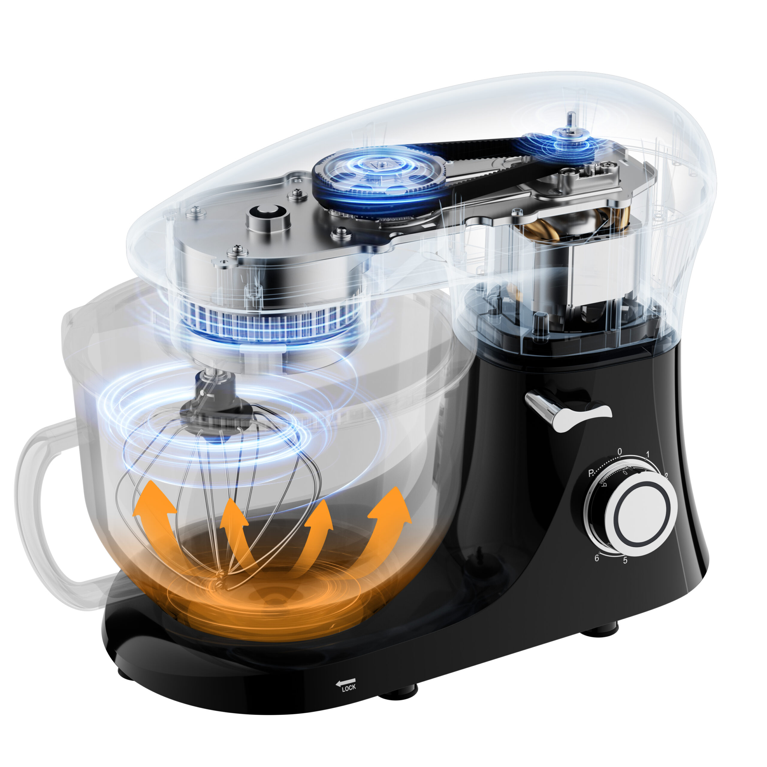 Kjøkkenmaskin 6,2 liter – 2200W kjøkkenmikser med tilbehør