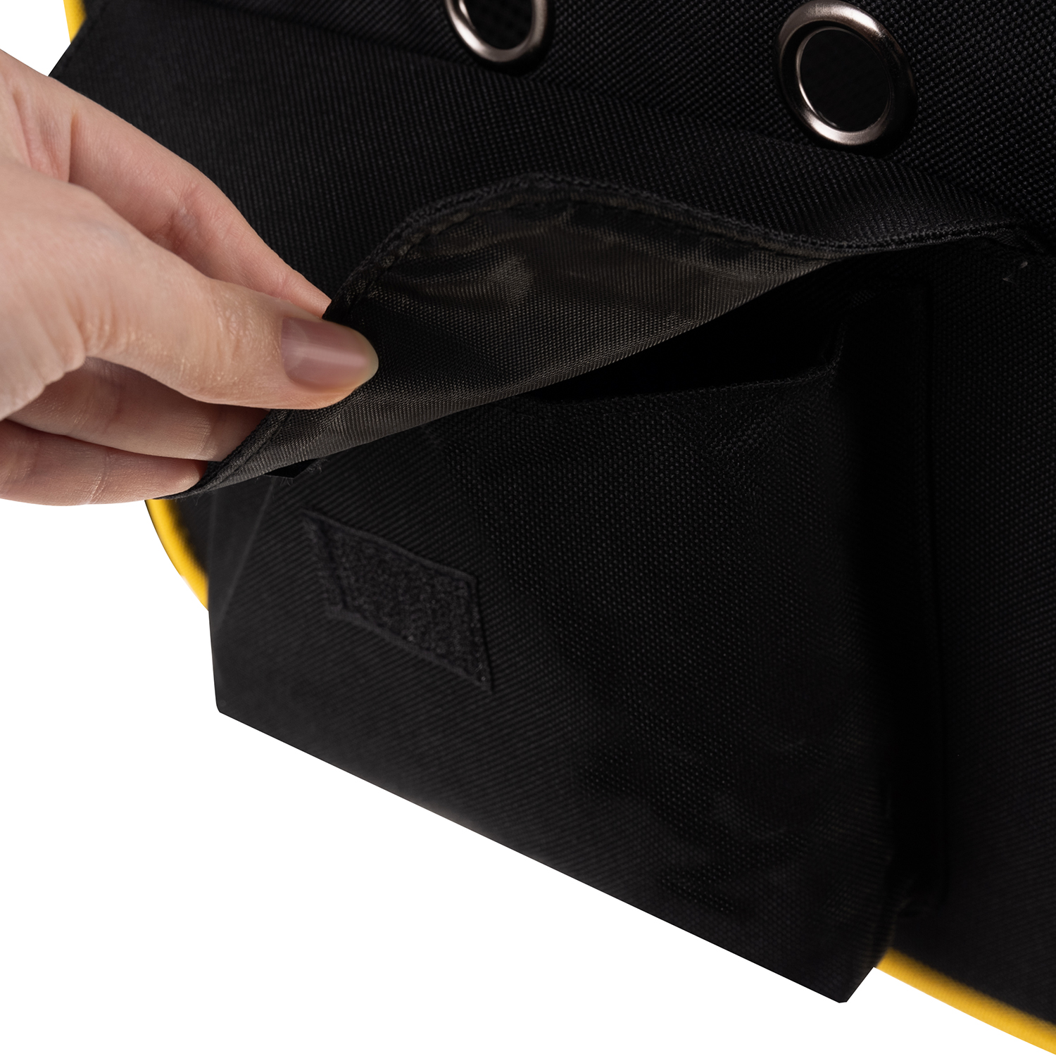 Ryggsekk for katt & hund – ventilert modell med lommer, gjennomsiktig front, 35×41,5×28 cm (maks 7 kg), svart