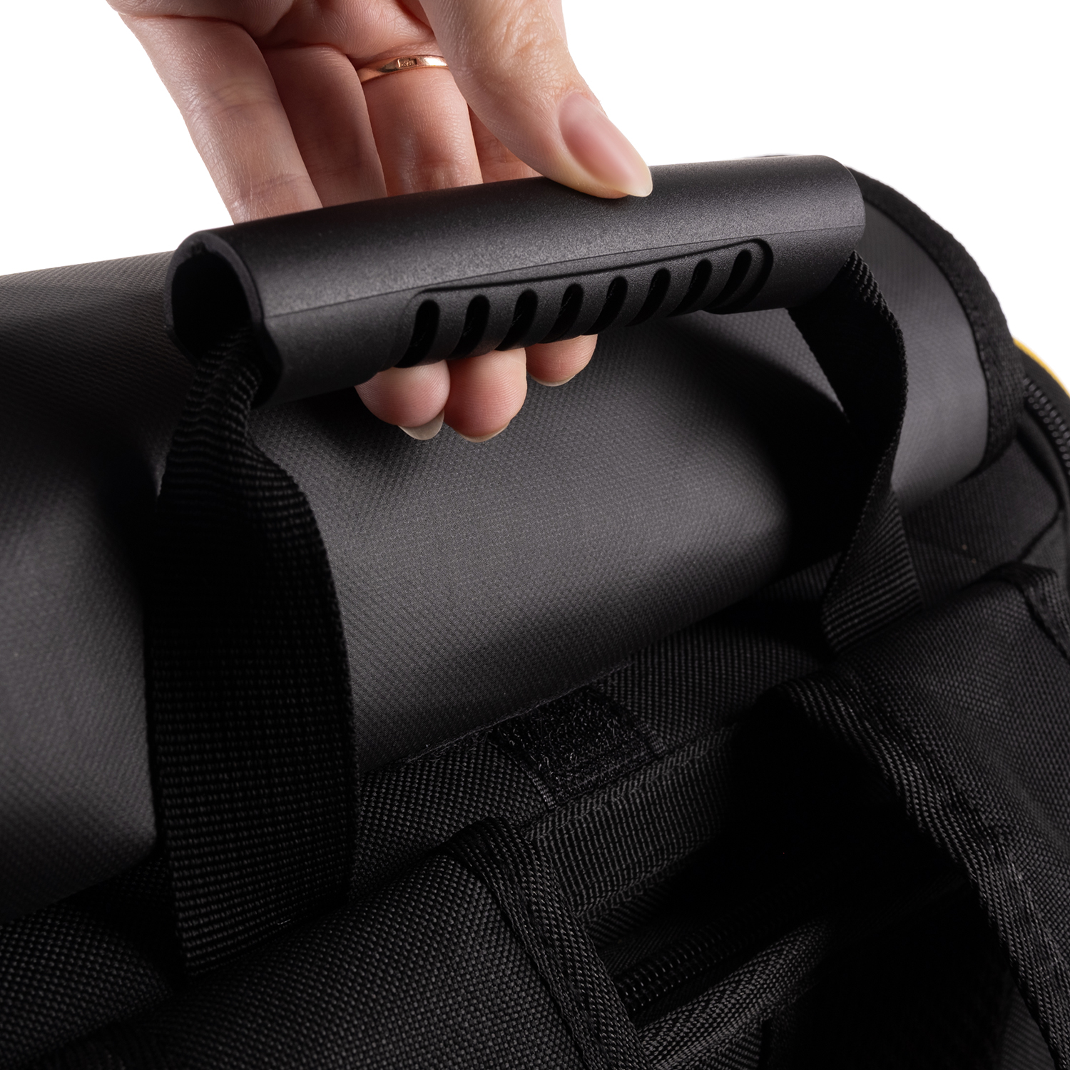 Ryggsekk for katt & hund – ventilert modell med lommer, gjennomsiktig front, 35×41,5×28 cm (maks 7 kg), svart