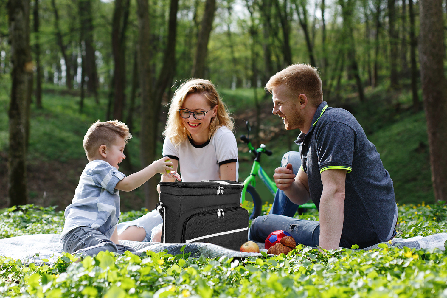 Isolert piknik-skulderveske 28 L – svart, vanntett og perfekt for utflukter