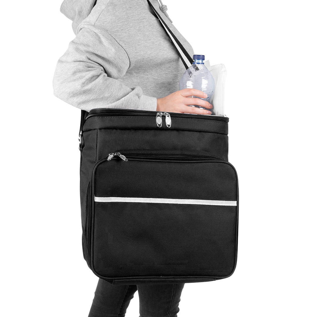 Isolert piknik-skulderveske 28 L – svart, vanntett og perfekt for utflukter
