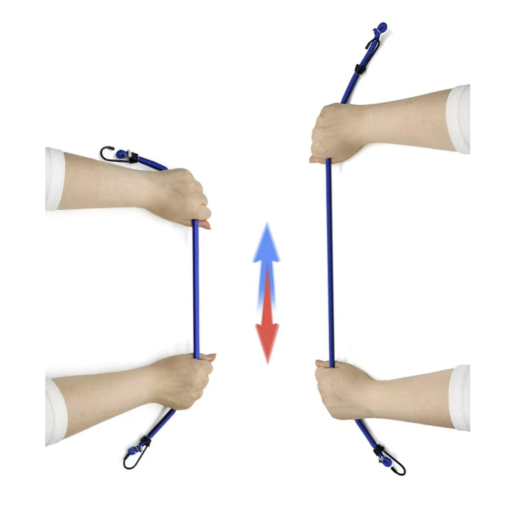Transport-strikk med metallkroker – sett med 12 stk i blandede lengder