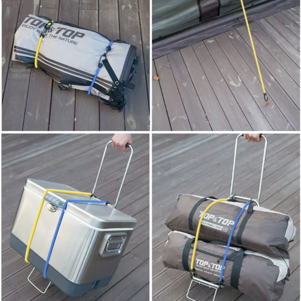 Transport-strikk med metallkroker – sett med 12 stk i blandede lengder