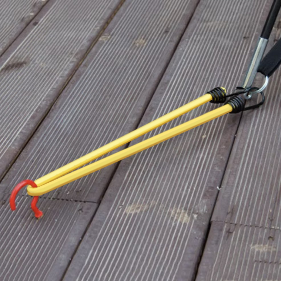 Transport-strikk med metallkroker – sett med 12 stk i blandede lengder