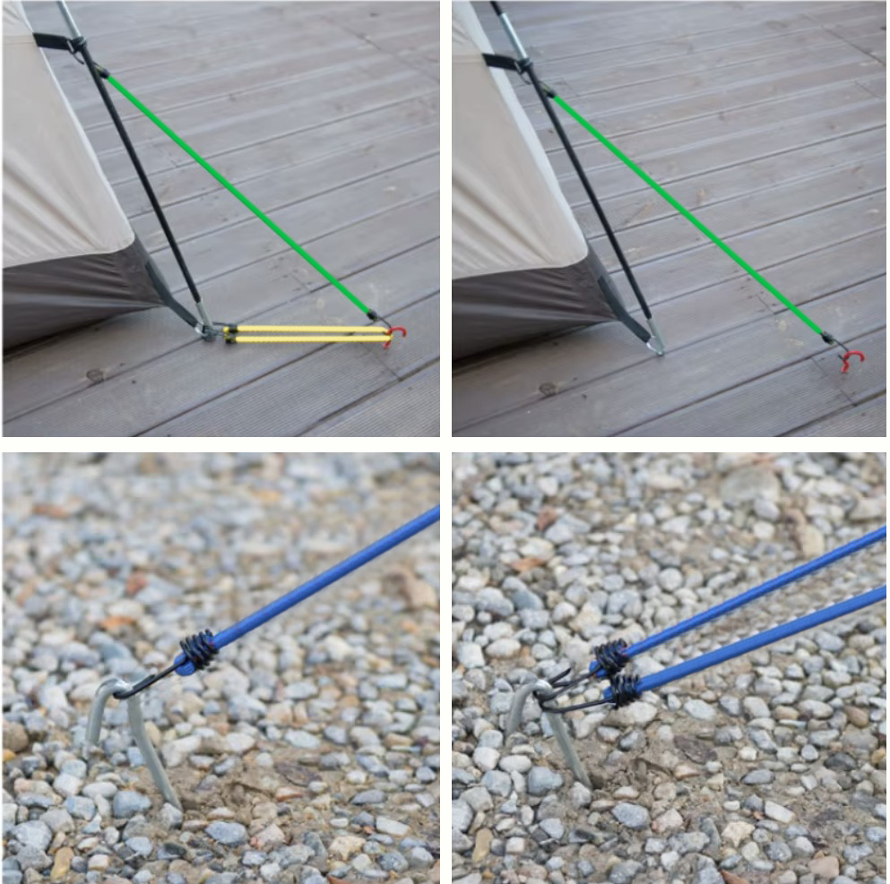 Transport-strikk med metallkroker – sett med 12 stk i blandede lengder