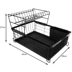 2-etasjes tørkestativ – svart, 43 × 29 × 27 cm