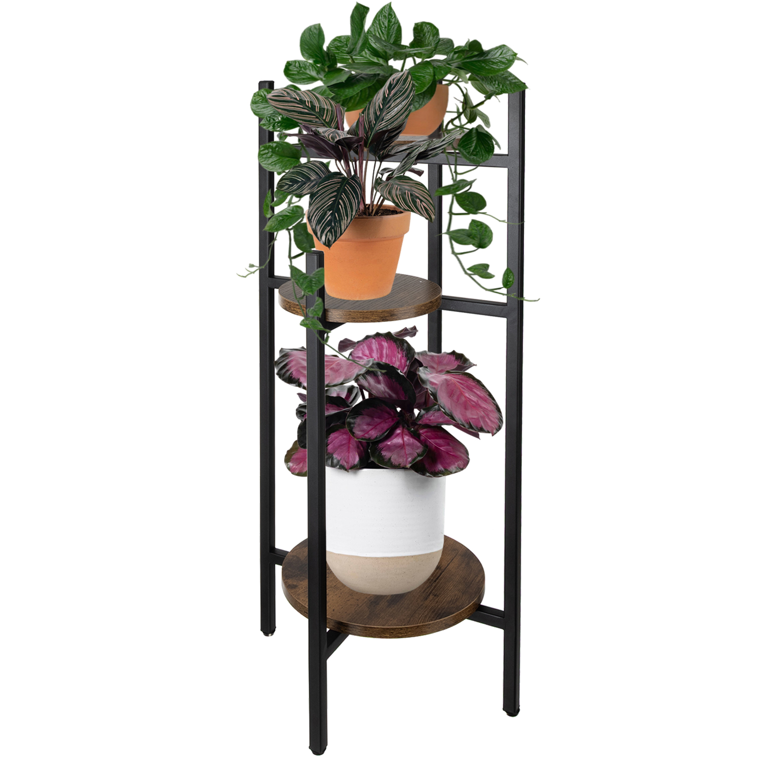 Metall blomsterstativ – 3 etasjer for stilfull plantepresentasjon, 81 cm