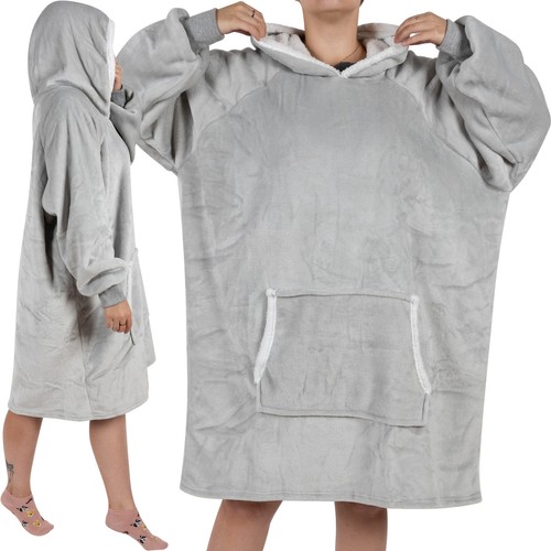 Oversize varme-hoodie – grå XXL-genser med hette & romslig lomme