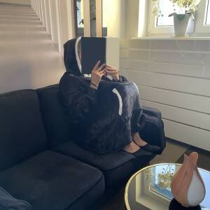 Svart oversize hettegenser XXL – tykk fleecegenser med hette og lommer