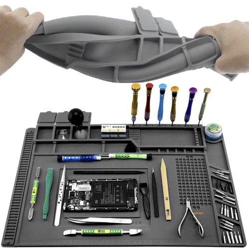 Silikonmatte 30 × 40 cm – varmeresistent reparasjonsmatte for elektronikk