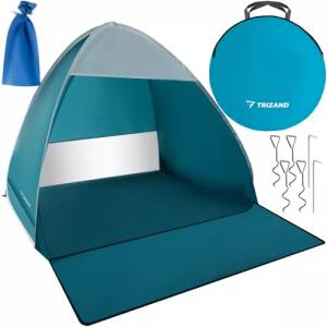 Pop-up strandtelt for 2 personer – UV-beskyttet telt med gulvforlengelse og myggnett (150×120×110 cm)