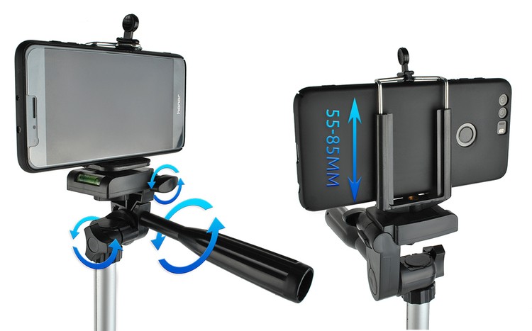 Mobilstativ Pro Tripod, Bluetooth-fjernkontroll inkludert – Sølv