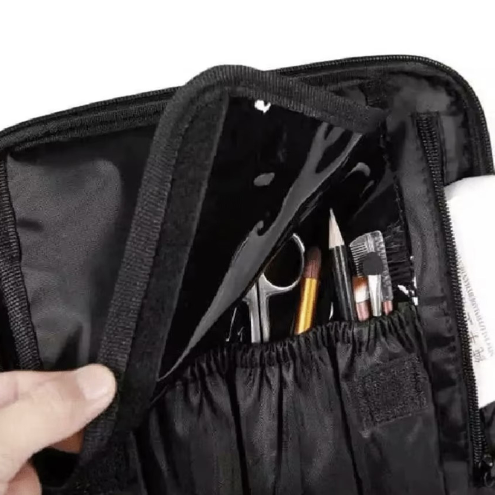 osmetikkveske – sminkeorganisator med rom 26 × 9 × 28 cm, svart