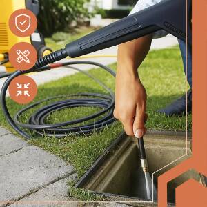 Avløps- og overflaterengjøringsslange 15 m – Høytrykk 138 bar, svart