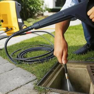 Avløps- og overflaterengjøringsslange 20 m – Høytrykk 138 bar, svart